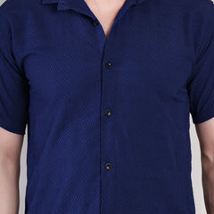 Men's Casual Half Sleeve Shirt - Blue | SHS-137