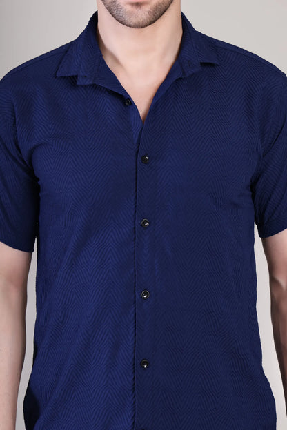 Men's Casual Half Sleeve Shirt - Blue | SHS-137