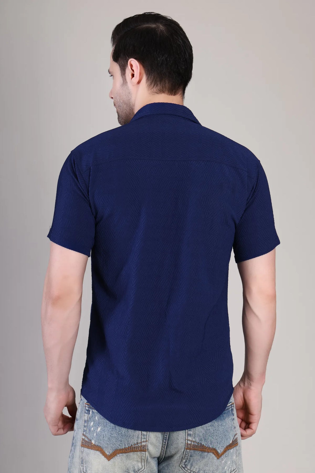 Men's Casual Half Sleeve Shirt - Blue | SHS-137