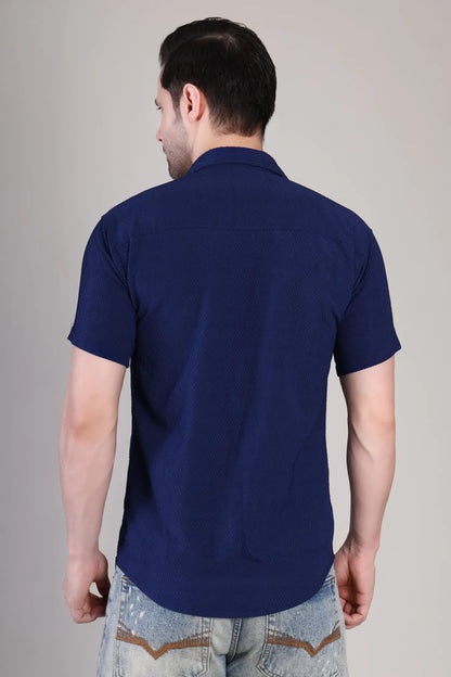 Men's Casual Half Sleeve Shirt - Blue | SHS-137