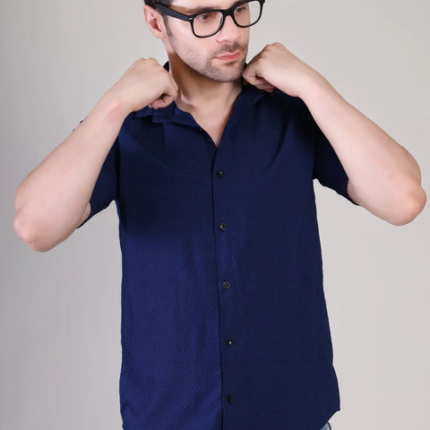 Men's Casual Half Sleeve Shirt - Blue | SHS-137