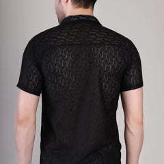 Men's Casual Half Sleeve Shirt- Black | SHS-153