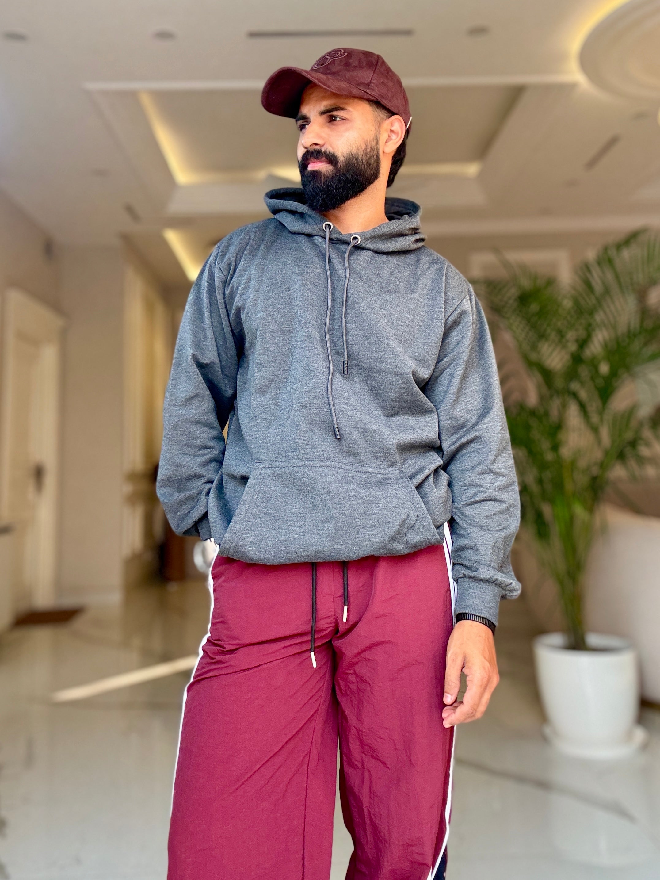 Men Dark Grey Hoodie for Winter