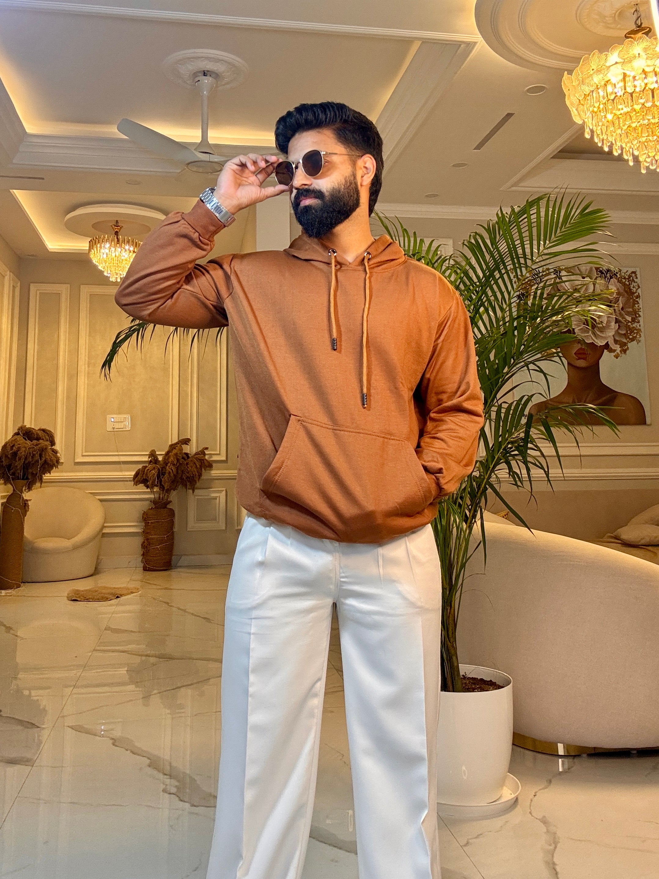 Men Brown Hoodie for Winter