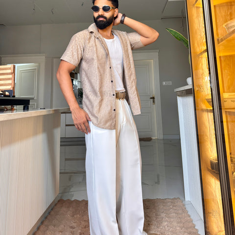 Men's Casual Half Sleeve Shirt - Brown | SHS-150