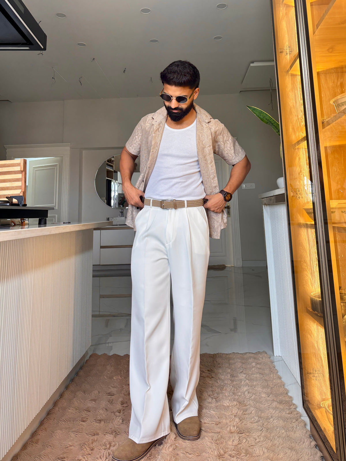 Men's Casual Half Sleeve Shirt - Brown | SHS-150