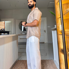 Men's Casual Half Sleeve Shirt - Brown | SHS-150