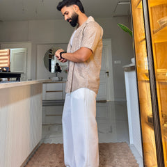 Men's Casual Half Sleeve Shirt - Brown | SHS-150