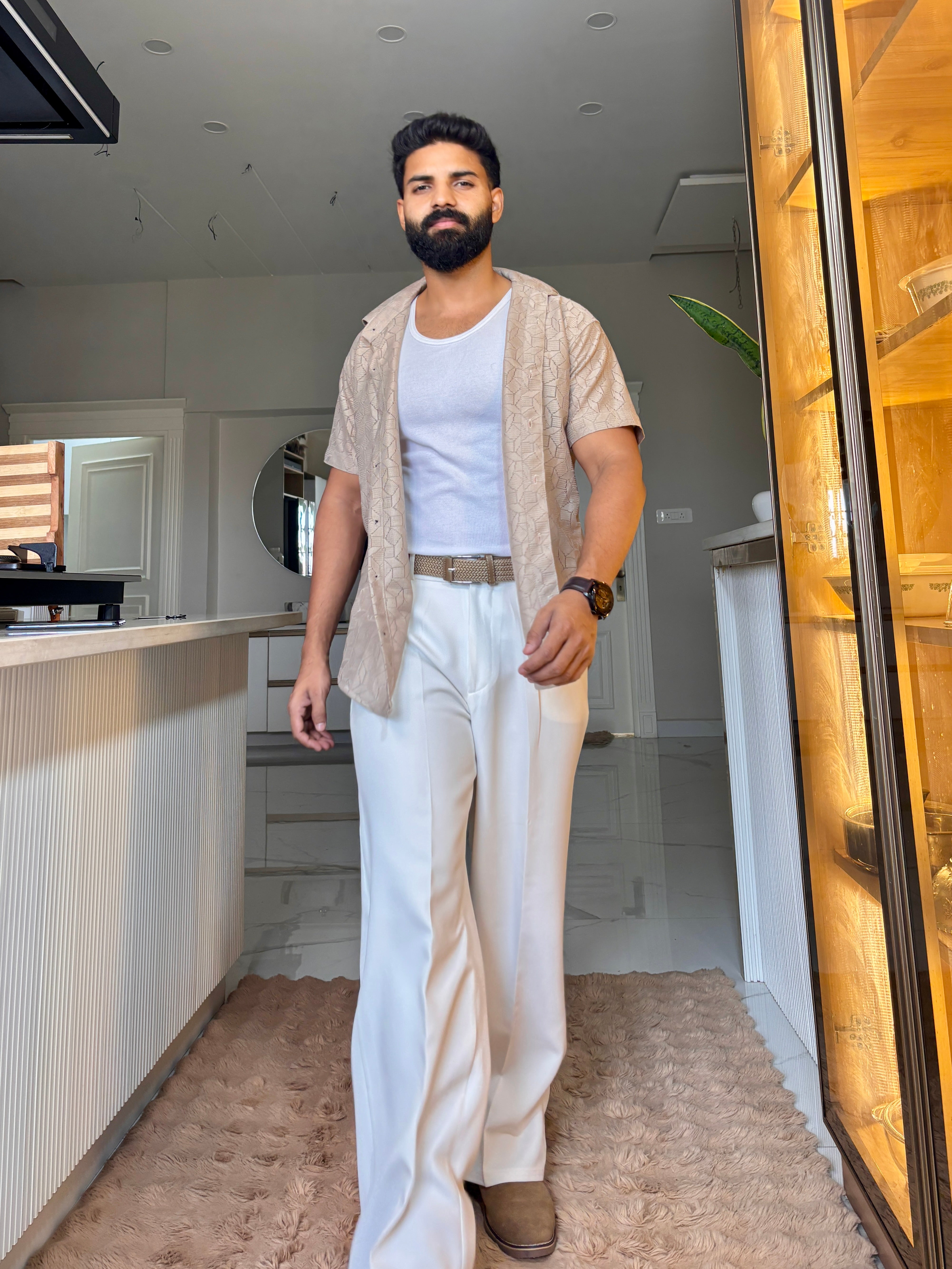 Men's Casual Half Sleeve Shirt - Brown | SHS-150