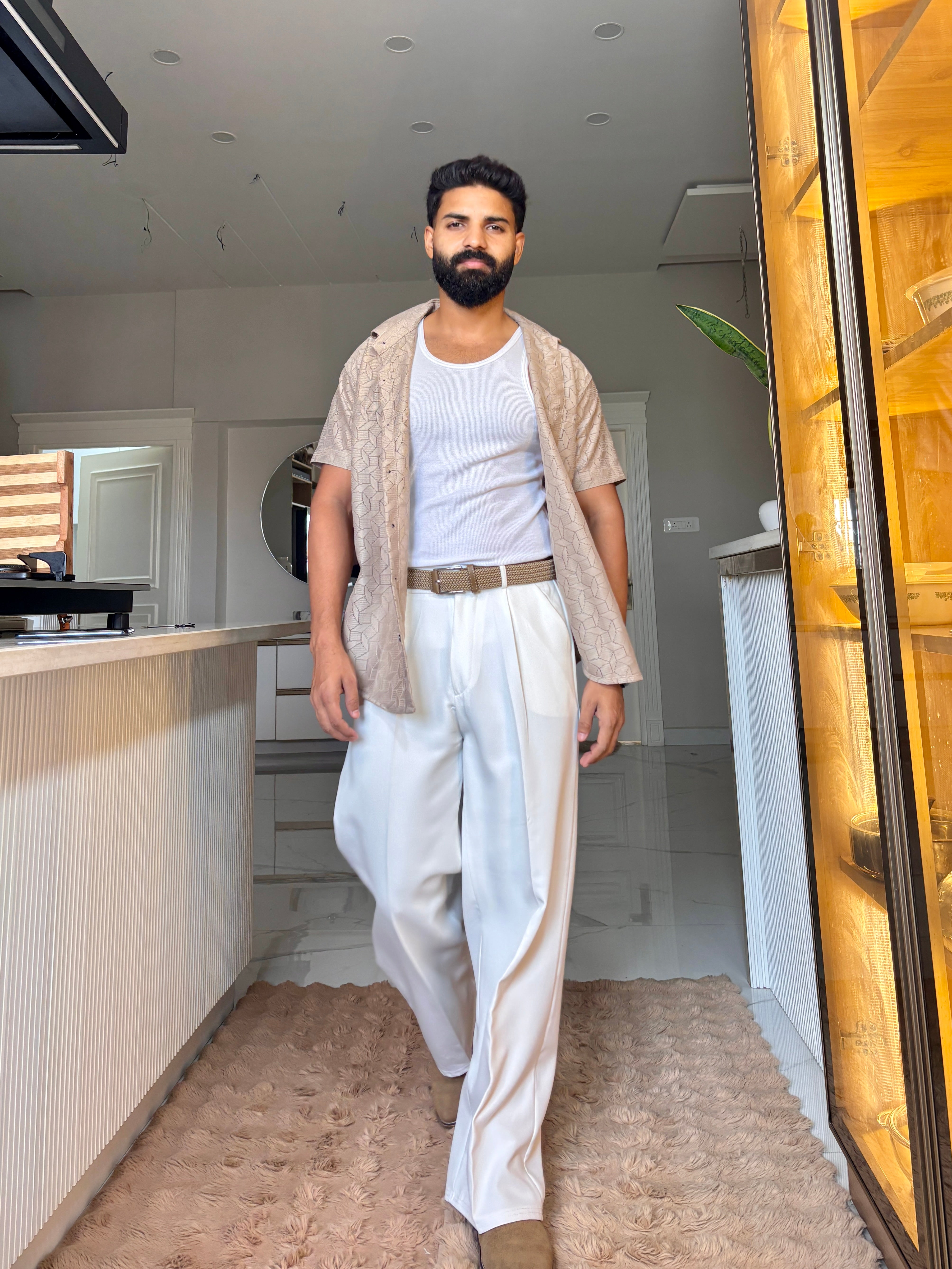 Men's Casual Half Sleeve Shirt - Brown | SHS-150