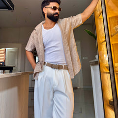 Men's Casual Half Sleeve Shirt - Brown | SHS-150
