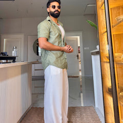 Men's Casual Half Sleeve Shirt - Green | SHS-152