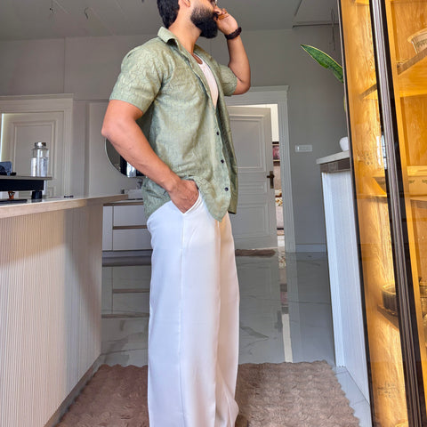 Men's Casual Half Sleeve Shirt - Green | SHS-152