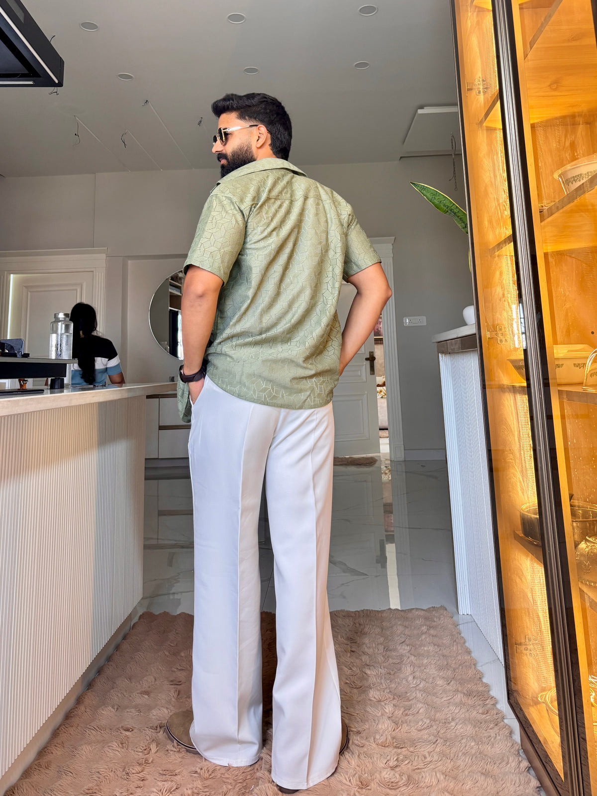 Men's Casual Half Sleeve Shirt - Green | SHS-152
