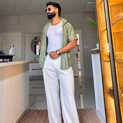 Men's Casual Half Sleeve Shirt - Green | SHS-152