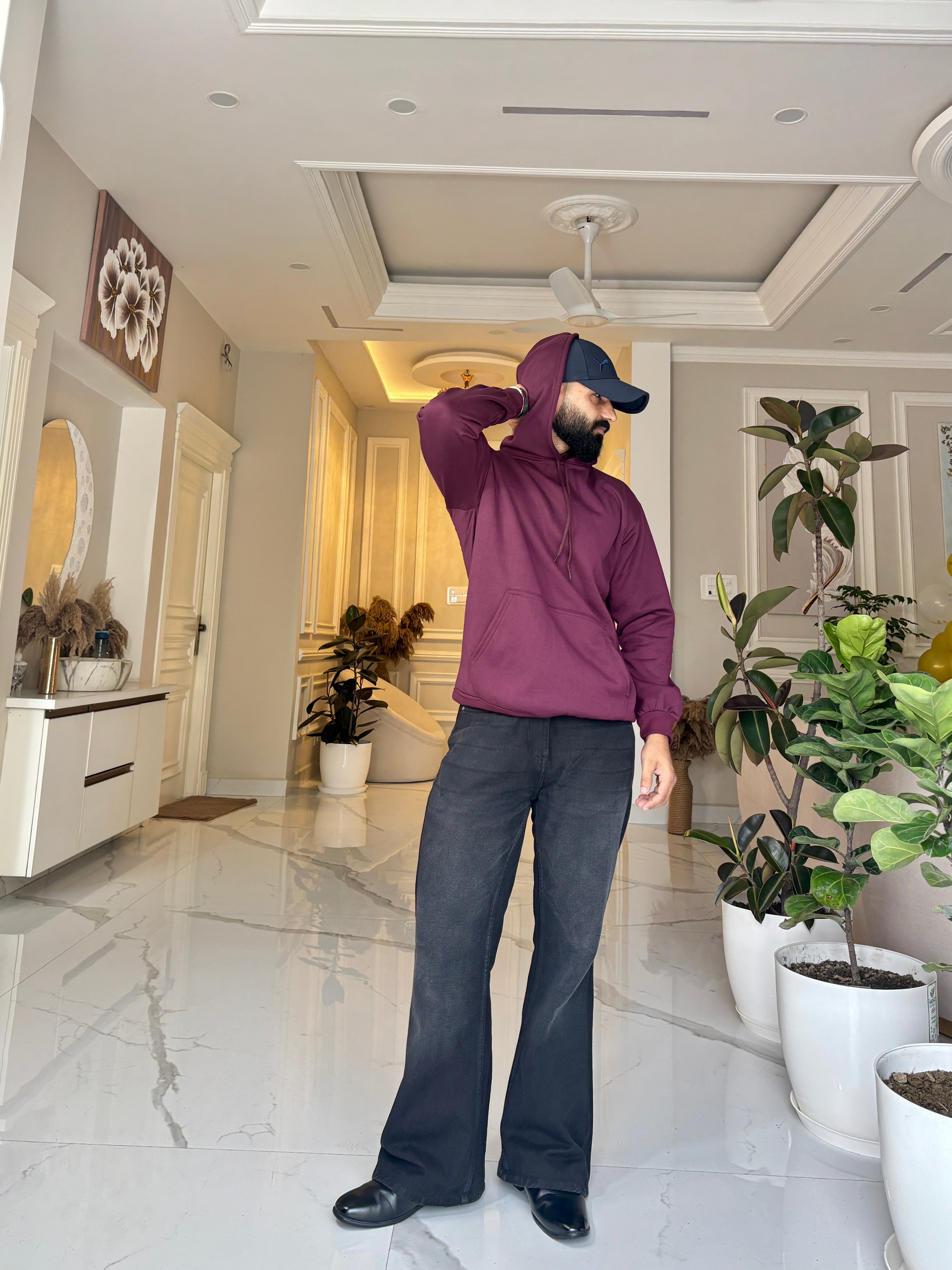 Men Maroon Hoodie for Winter | HD-413