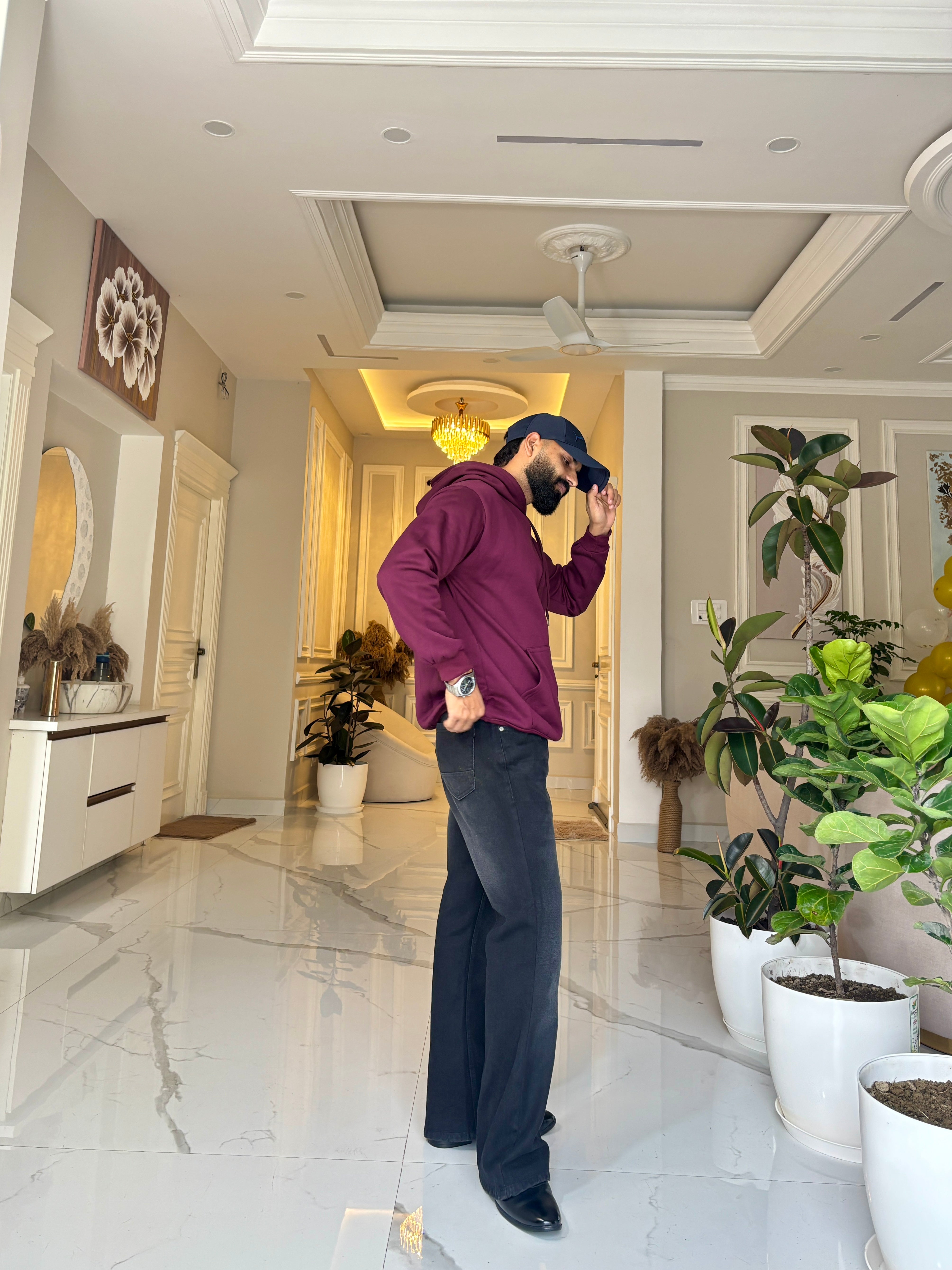 Men Maroon Hoodie for Winter | HD-413