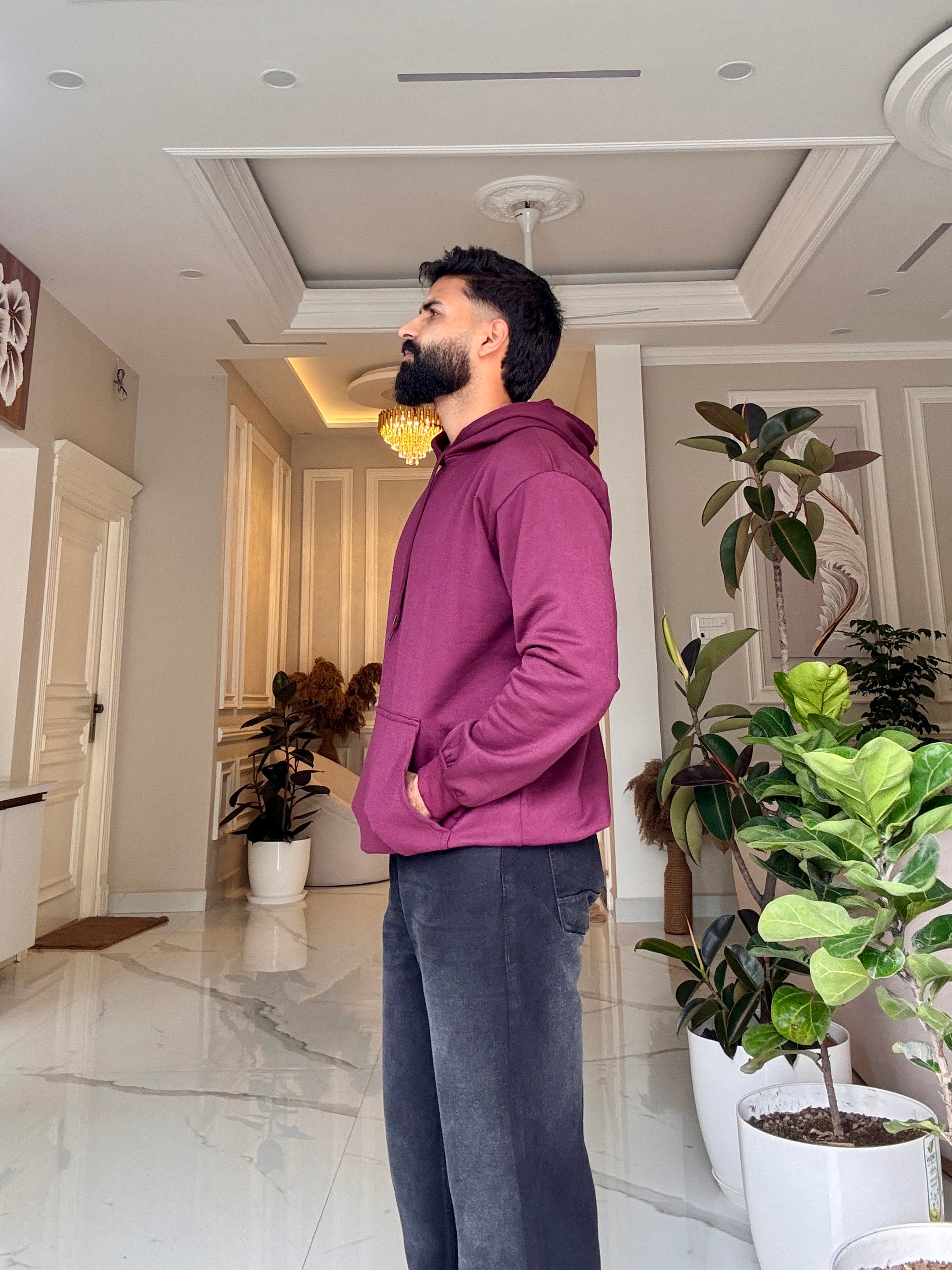 Men Maroon Hoodie for Winter | HD-413