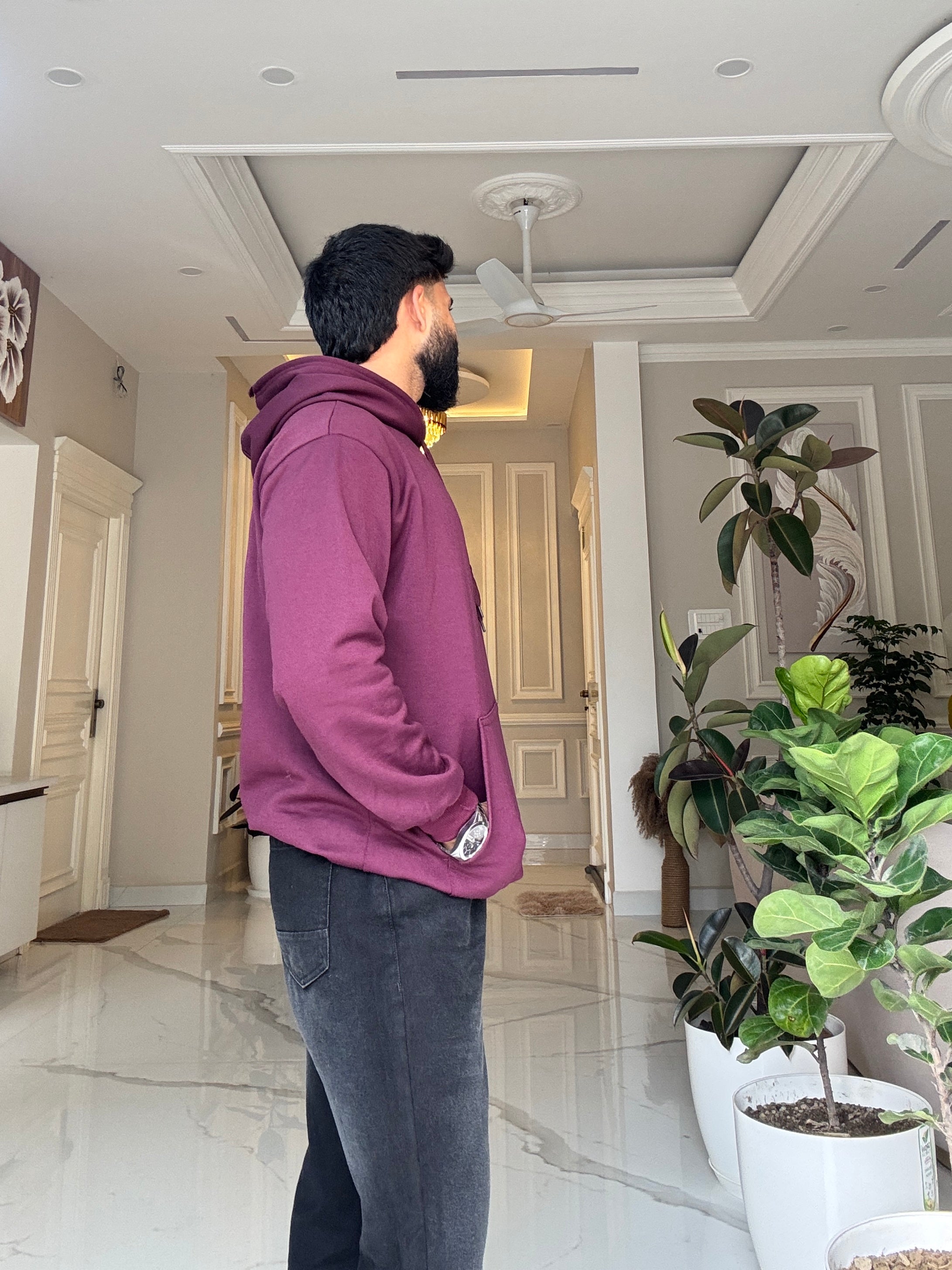 Men Maroon Hoodie for Winter | HD-413