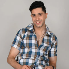 Classic Blue Check Shirt | Breathable & Durable Men’s Shirts for Everyday Wear | UHSS-16