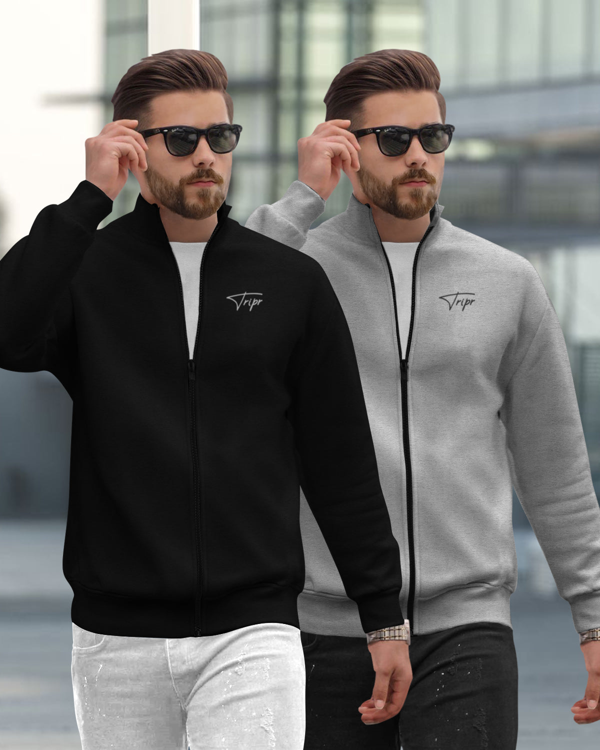 (7 Colors) Men High Neck Casual Non Hooded Plain Jackets