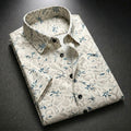 White and Beige Printed Half Sleeve Shirt (SKU-506)