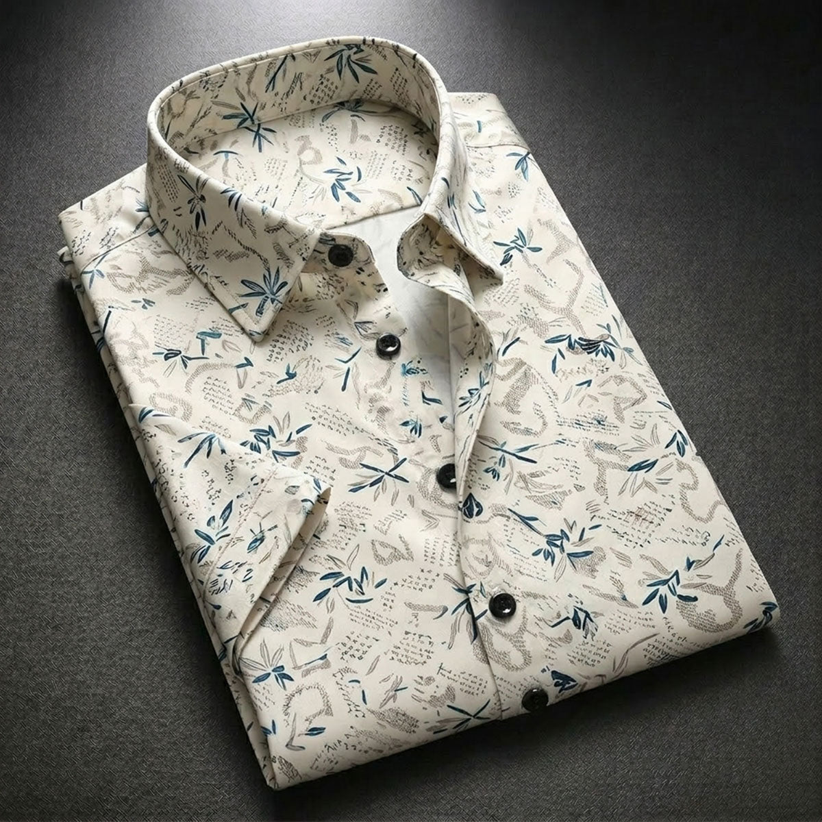 White and Beige Printed Half Sleeve Shirt (SKU-506)