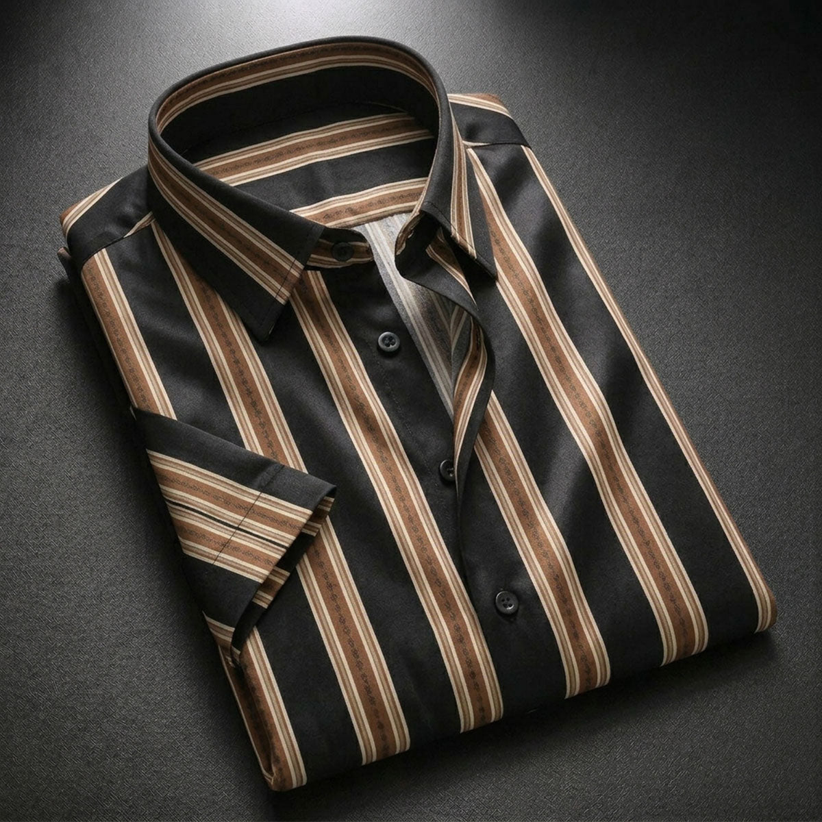 Brown Shirt with Strip Half Sleeve Shirt (SKU-512)