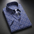 Royal Blue Printed Half Sleeve Shirt (SKU-505)