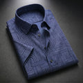 Blue Printed Shirt With Grey Design Half Sleeve Shirt (SKU-509)