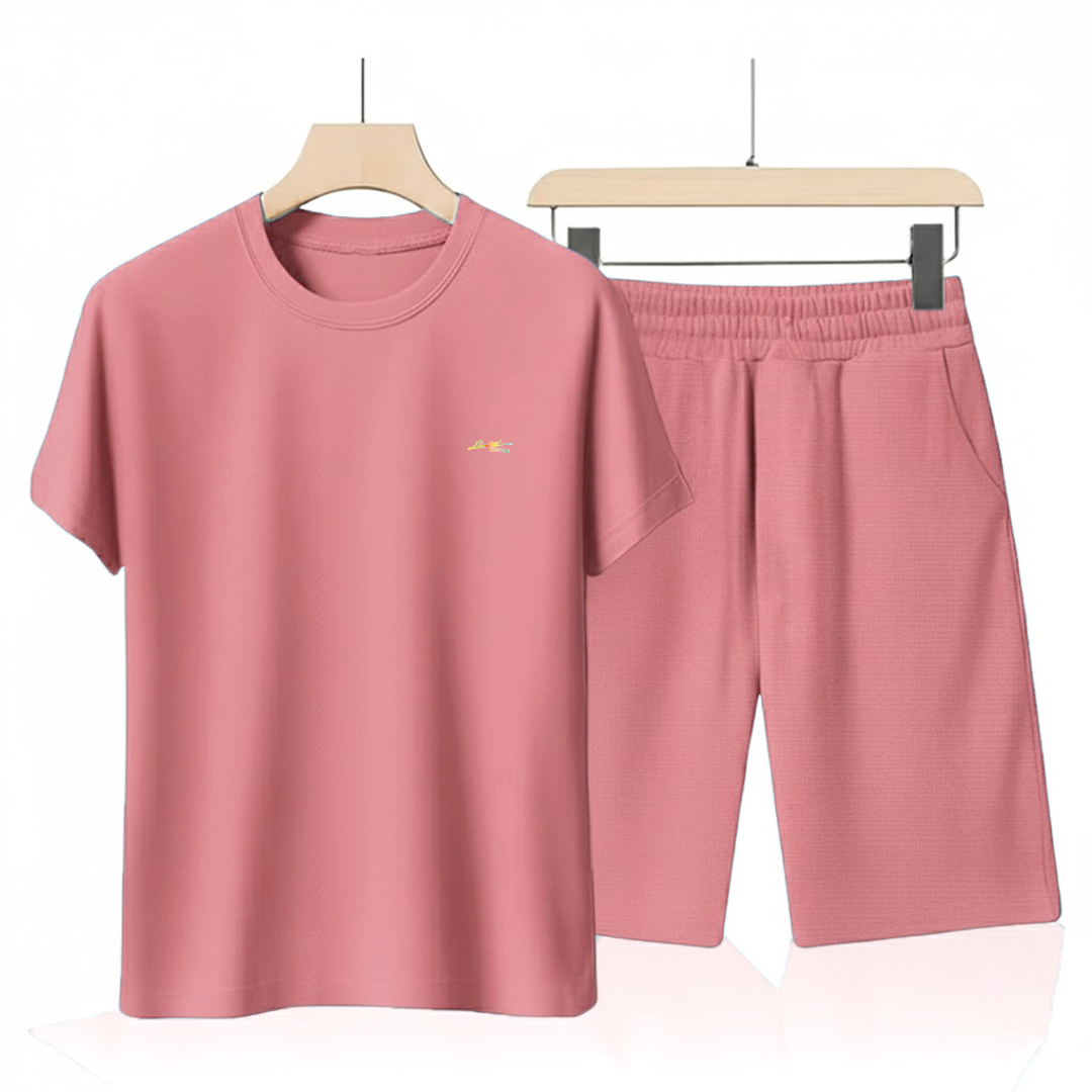 Salmon Pink Cotton Co-Ord Set (Tshirt+Short) | NS-24