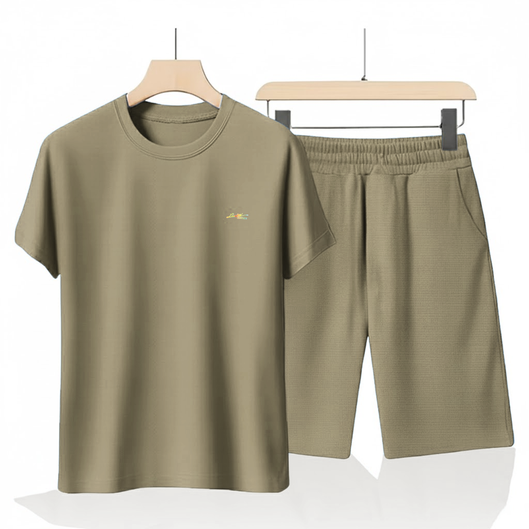Olive Green Cotton Co-Ord Set (Tshirt+Short) | NS-33