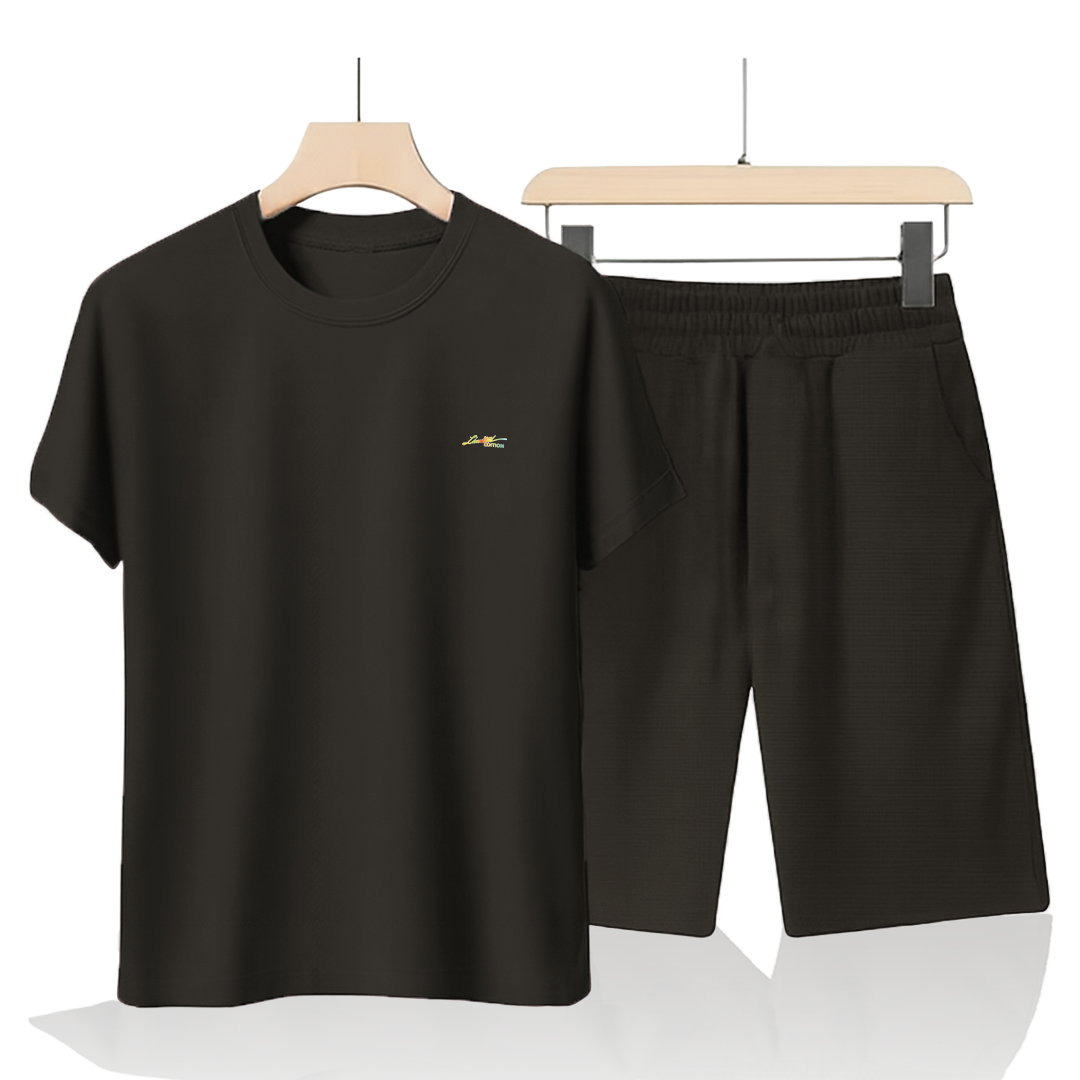 Black Cotton Co-Ord Set (Tshirt+Short) | NS-35