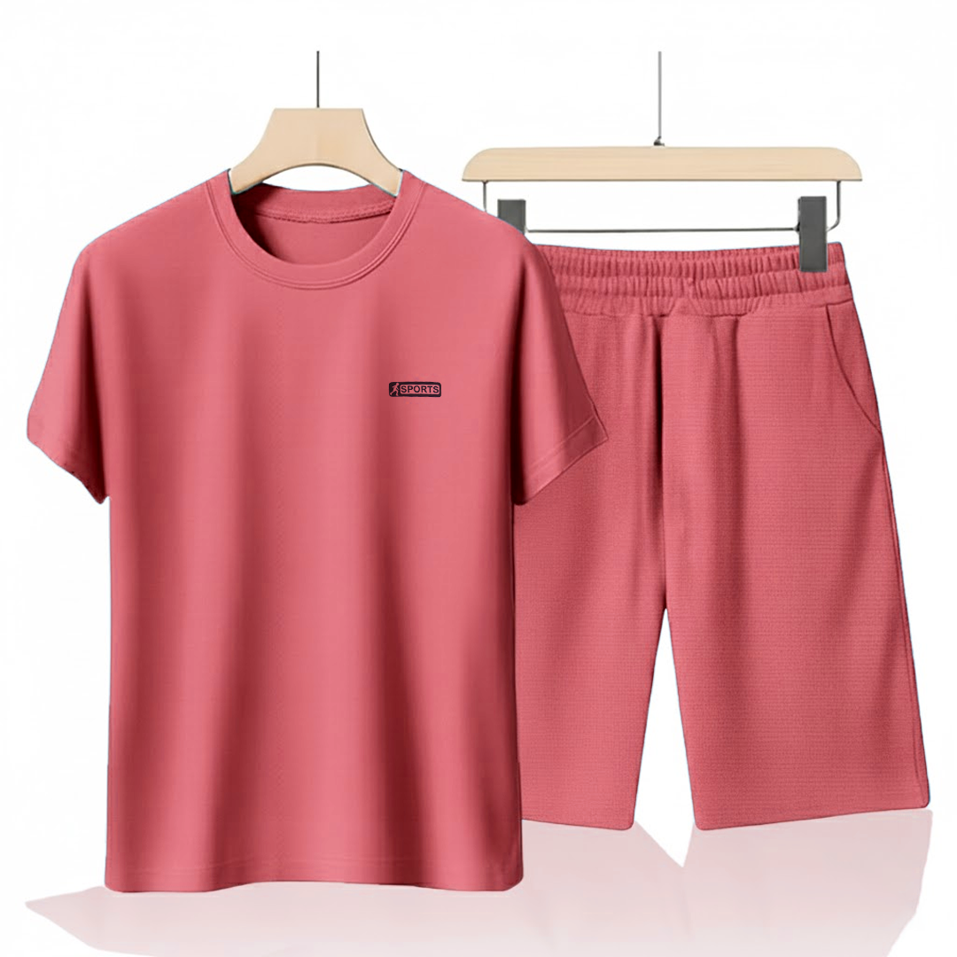Brick Red Cotton Co-Ord Set (Tshirt+Short) | NS-36