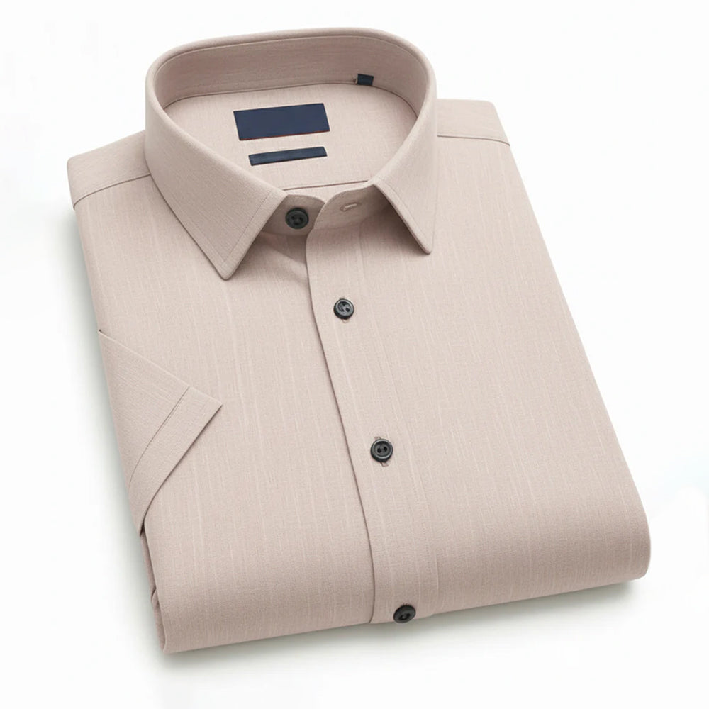 Men Beige Plain Textured Shirt - SHS-147