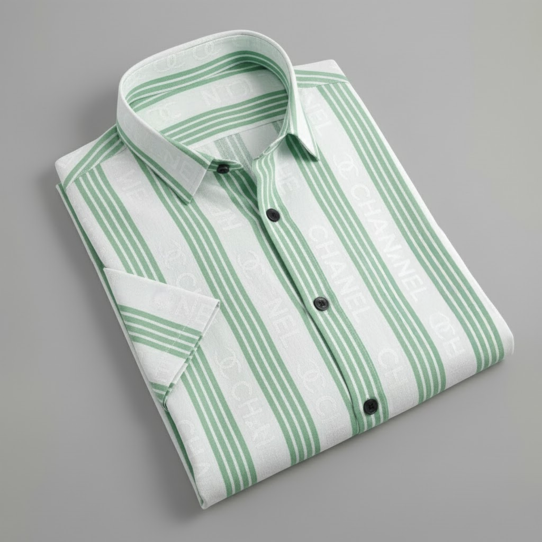 Men's Casual Half Sleeve Shirt - Green Striped | SHS-174