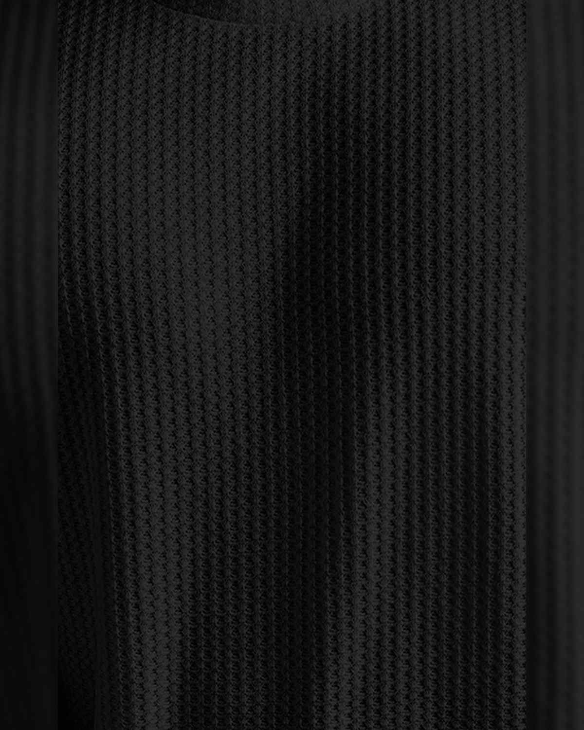 Mens Half Sleeve Plain Round Neck Waffle T-shirt / Black