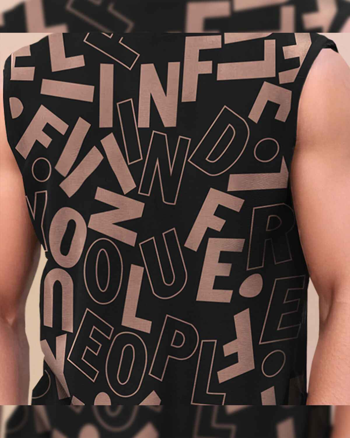 (Pack Of 3) Round Neck Printed Sleeveless / Black