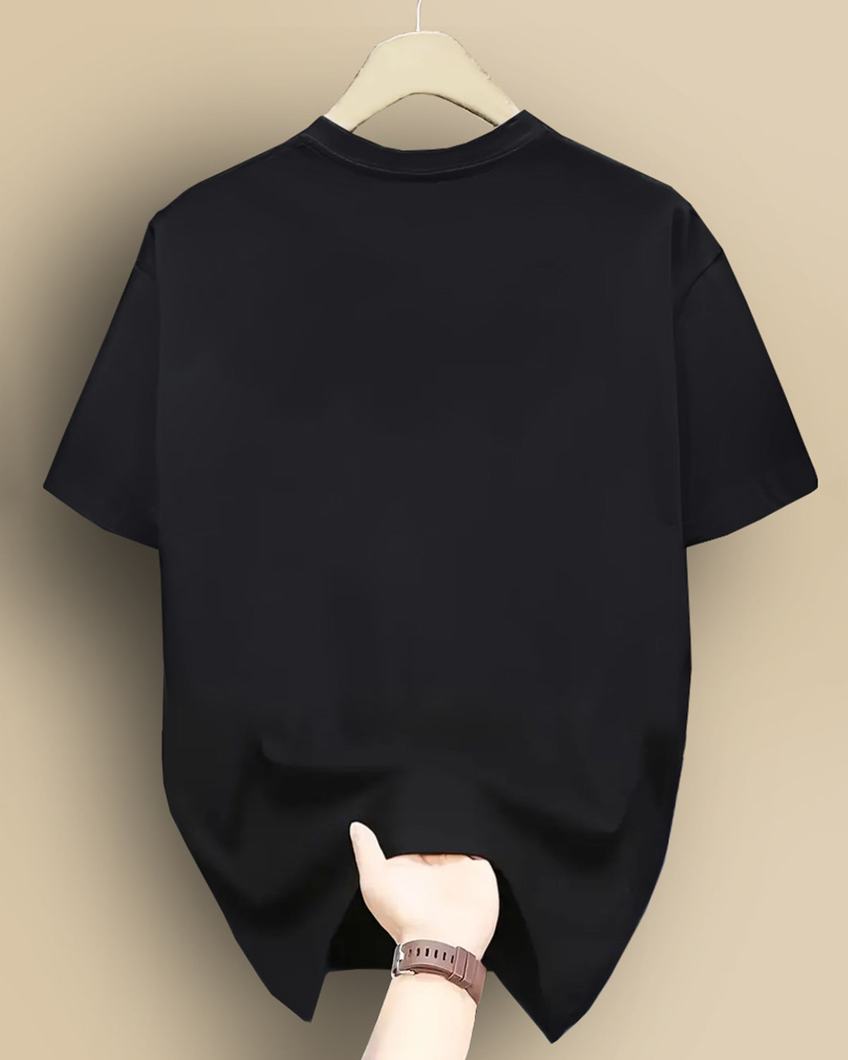 Mens Feather Printed Half Sleeve Round Neck T-shirt / Black