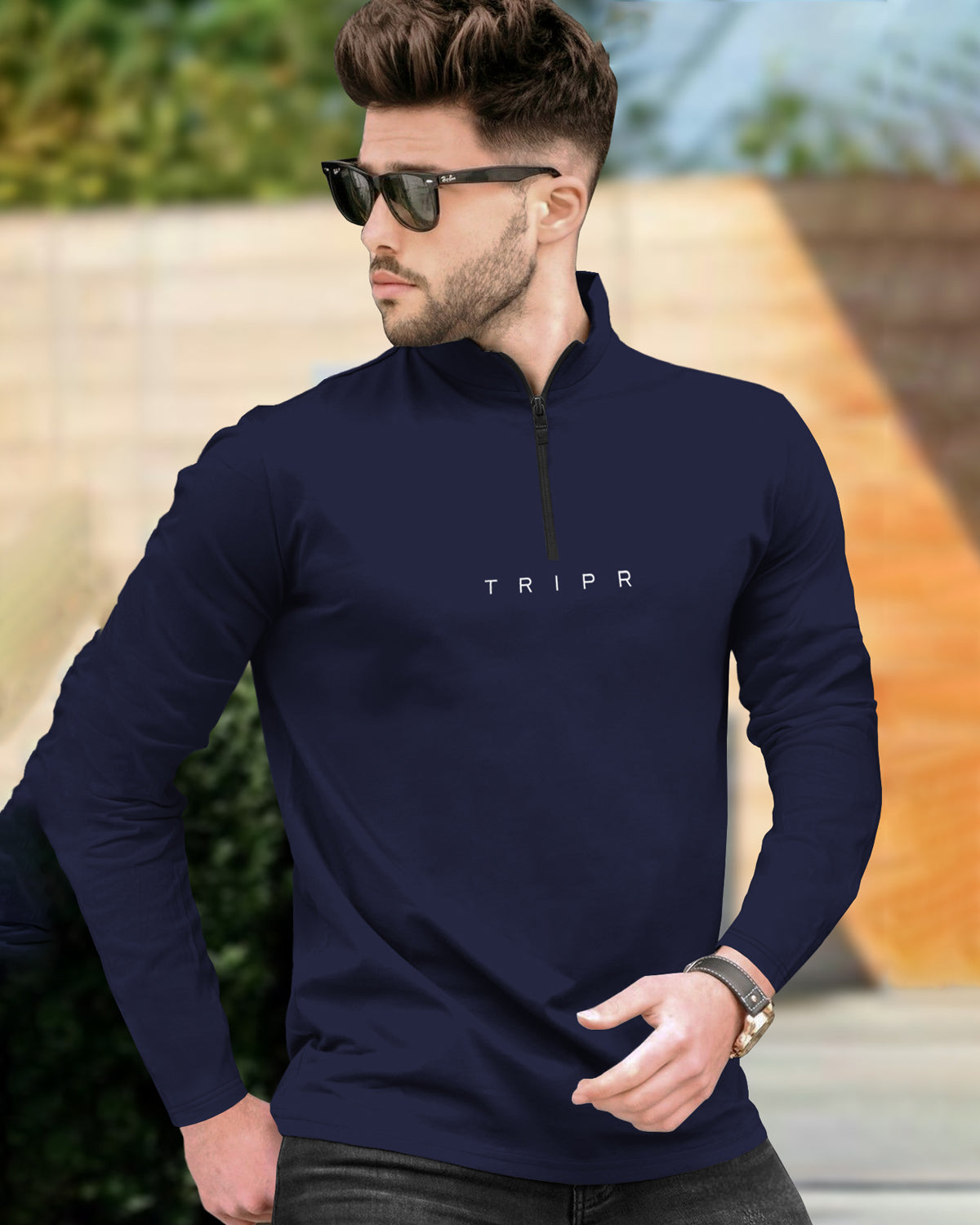 Men High Neck Plain Full Sleeve T-shirts - 8 Variants