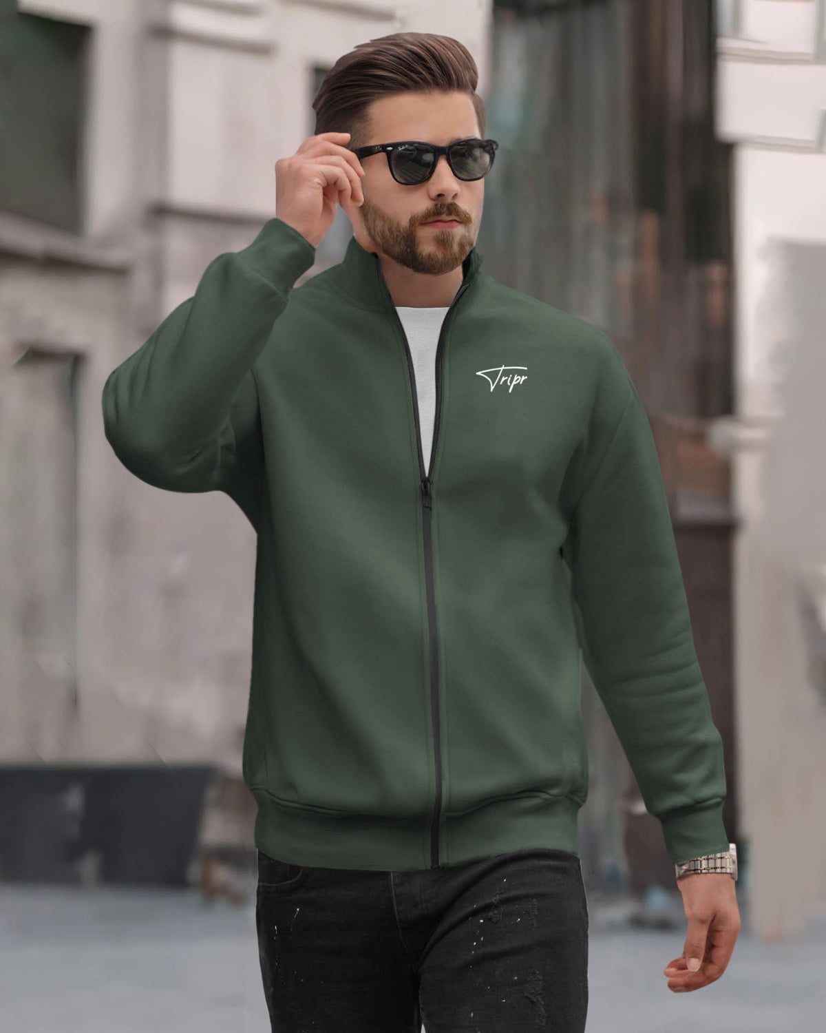(7 Colors) Men High Neck Casual Non Hooded Plain Jackets