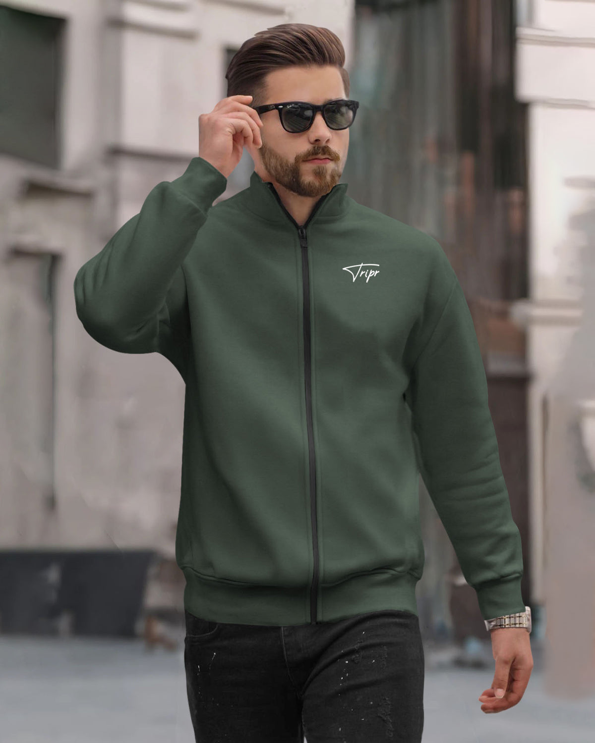 (7 Colors) Men High Neck Casual Non Hooded Plain Jackets
