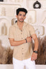 Men's Casual Half Sleeve Shirt- Light Brown | SHS-136