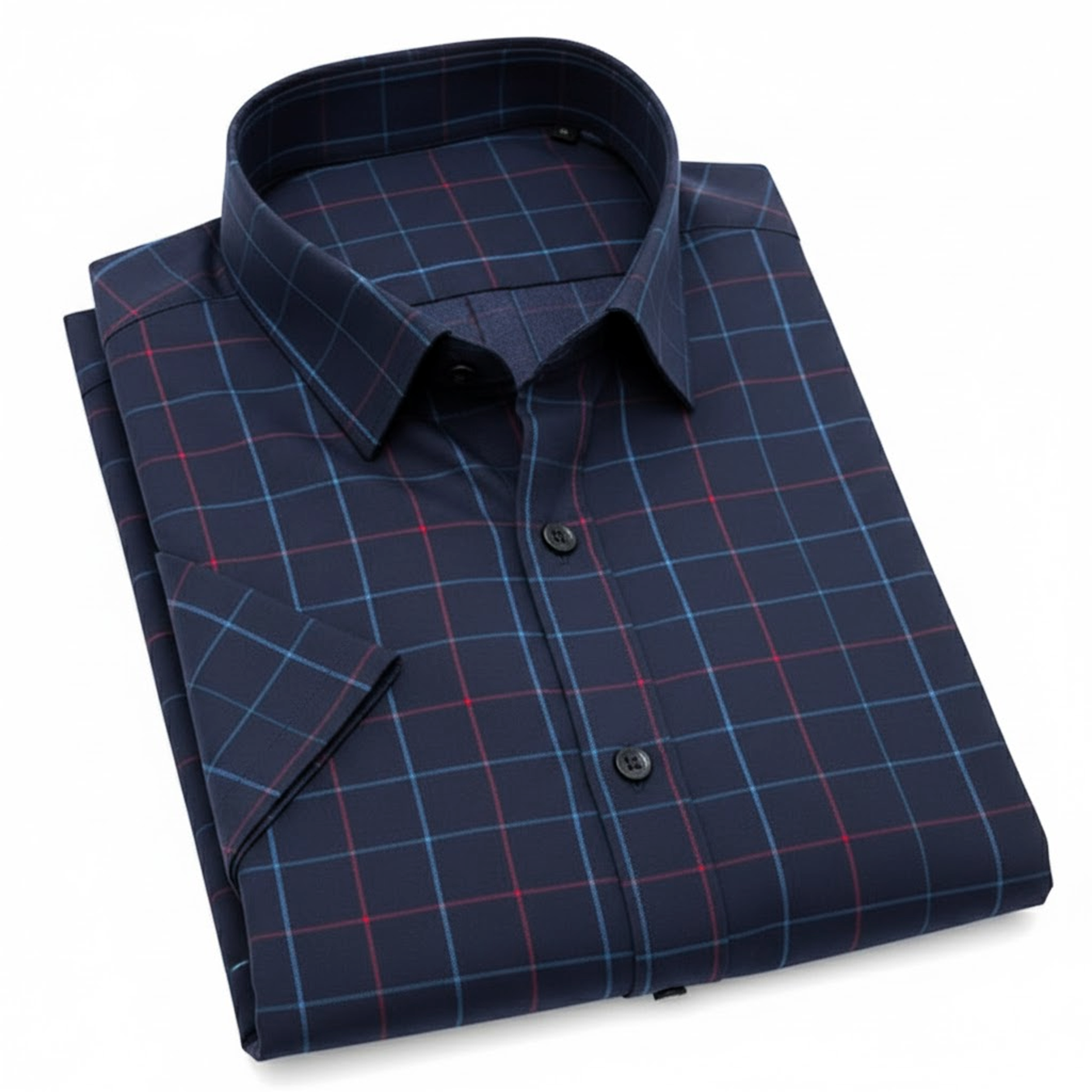 Men's Casual Half Sleeve Shirt- Checkered Navy | UHSS-155