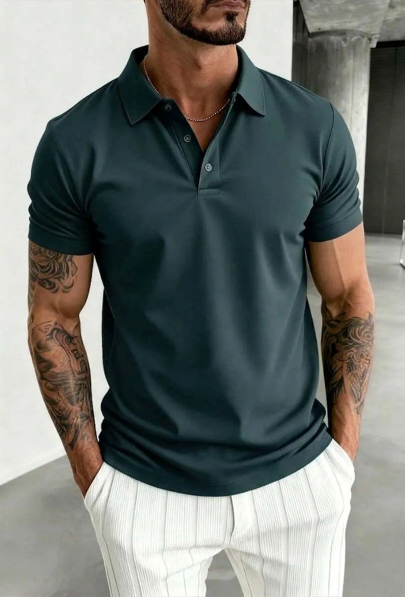 Dark Grey Plain Polo T-Shirt
