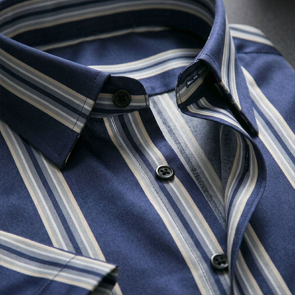Blue Shirt with Strip Half Sleeve Shirt (SKU-515)
