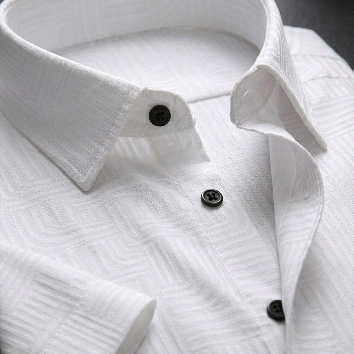 White Printed Shirt With Grey Design Half Sleeve Shirt (SKU-508)
