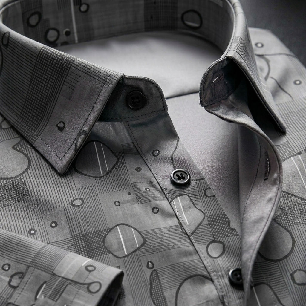 Grey Shirt with Print Half Sleeve Shirt (SKU-514)