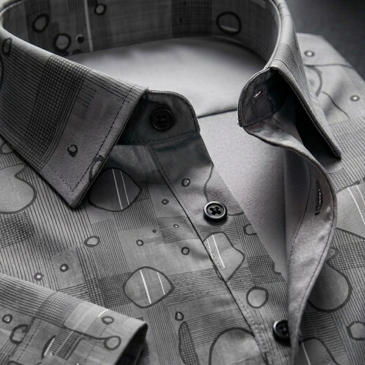 Grey Shirt with Print Half Sleeve Shirt (SKU-514)