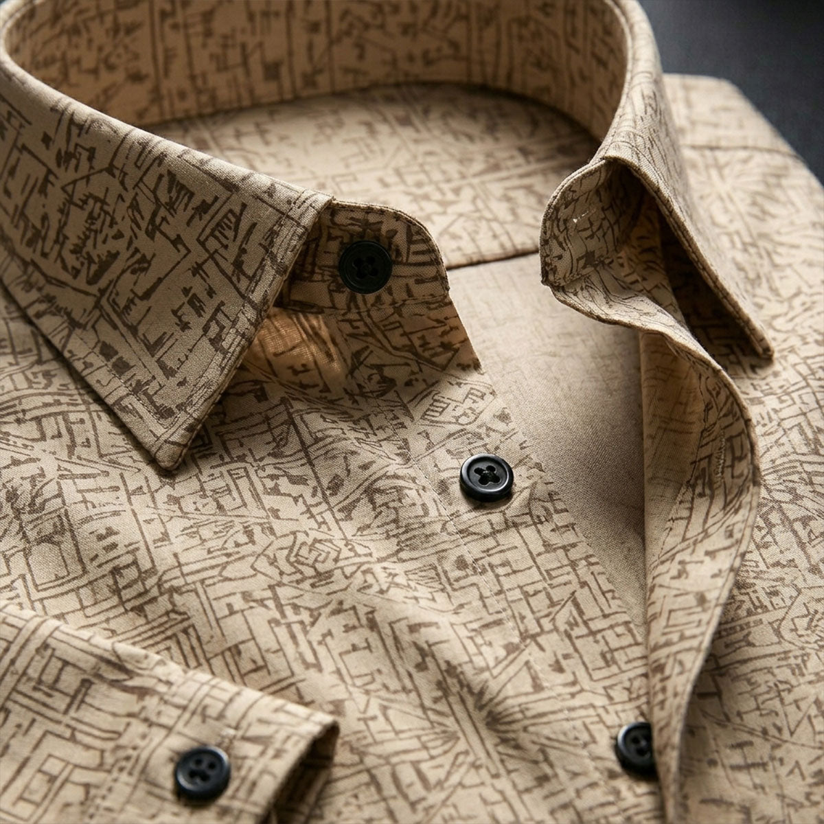 Beige Yellowish Printed Half Sleeve Shirt (SKU-504)
